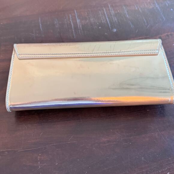 New TORY BURCH Kira Gold Metallic Leather Envelope Clutch Evening Handbag - Picture 4 of 16